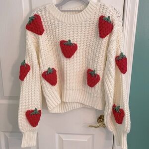 Crochet Strawberry Cream Sweater